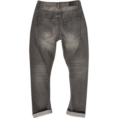 Boys grey coated Chester tapered jeans